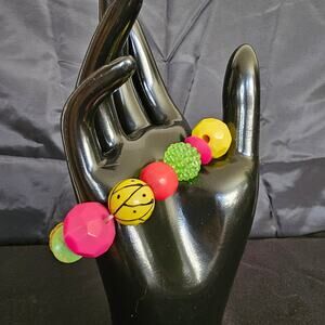 Colorful Chunky Plastic Bead Stretch Bracelet | Y2K Pop Art Statement Jewelry